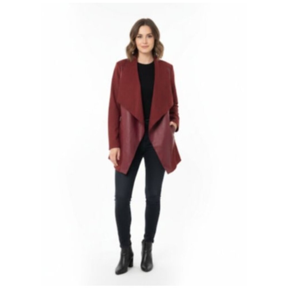 Marc New York Women's Womens Red Pleather Jacket Wrap Coat Size Medium NWT